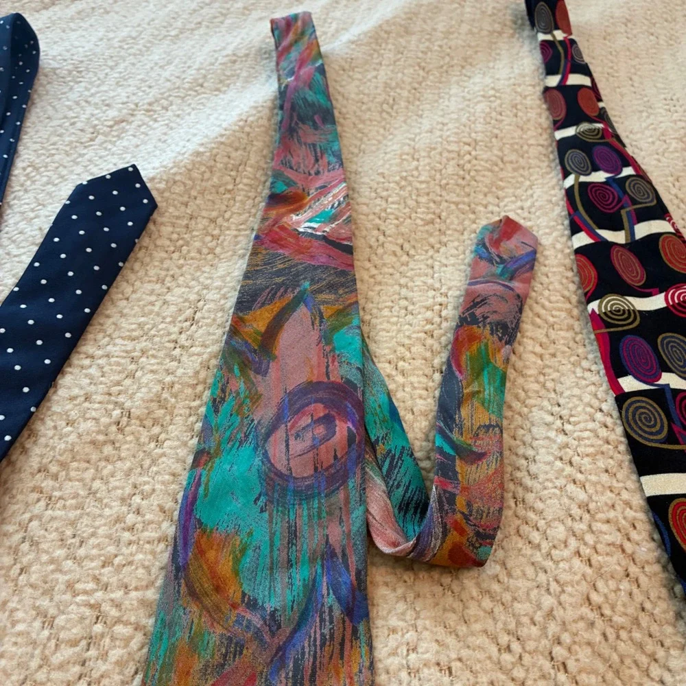 Vintage Abstract Painterly Necktie lot 3 Mens OS Multicolored Art Teacher Office